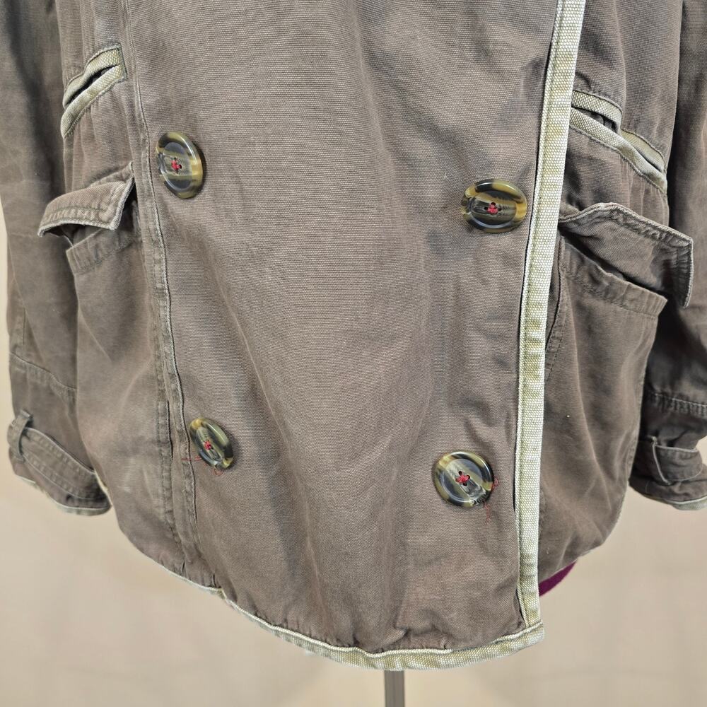 Women's Free People Green Full Zip Military Jacket Coat | Size Large - Picture 6 of 12